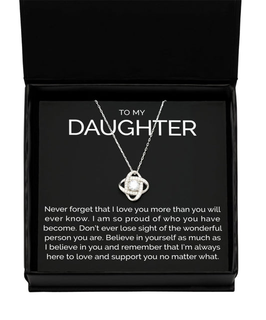 To my daughter sterling silver love knot necklace - Meaningful Cards