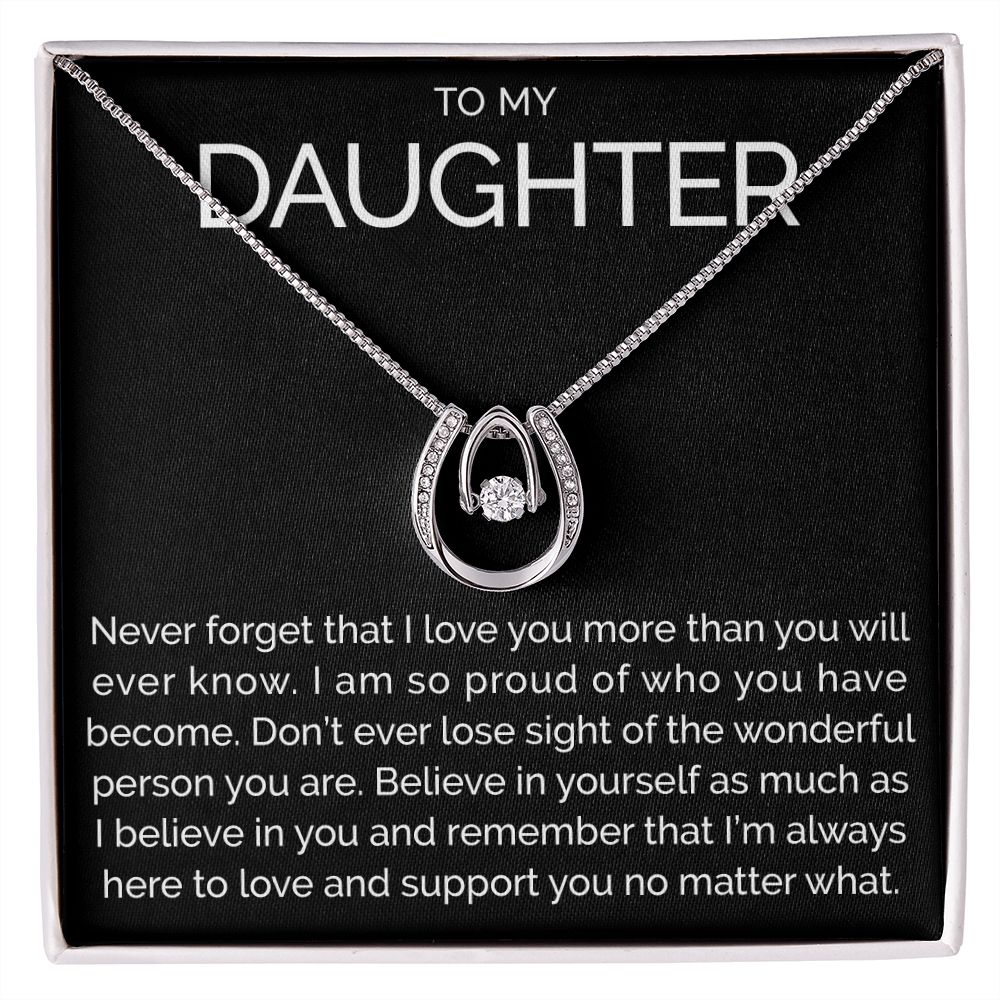 To my daughter wishbone dancing cz necklace - Meaningful Cards