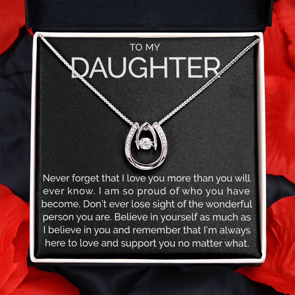 To my daughter wishbone dancing cz necklace - Meaningful Cards