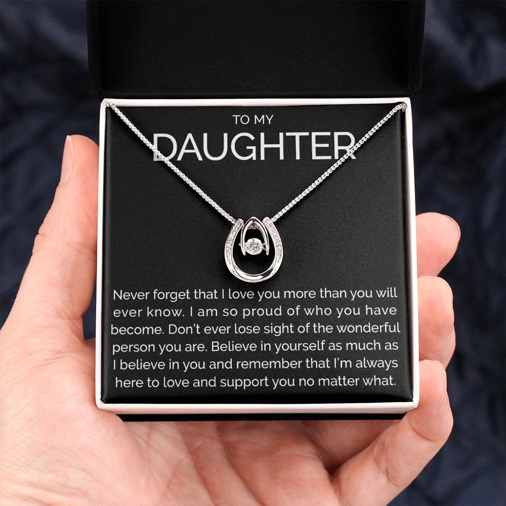 To my daughter wishbone dancing cz necklace - Meaningful Cards