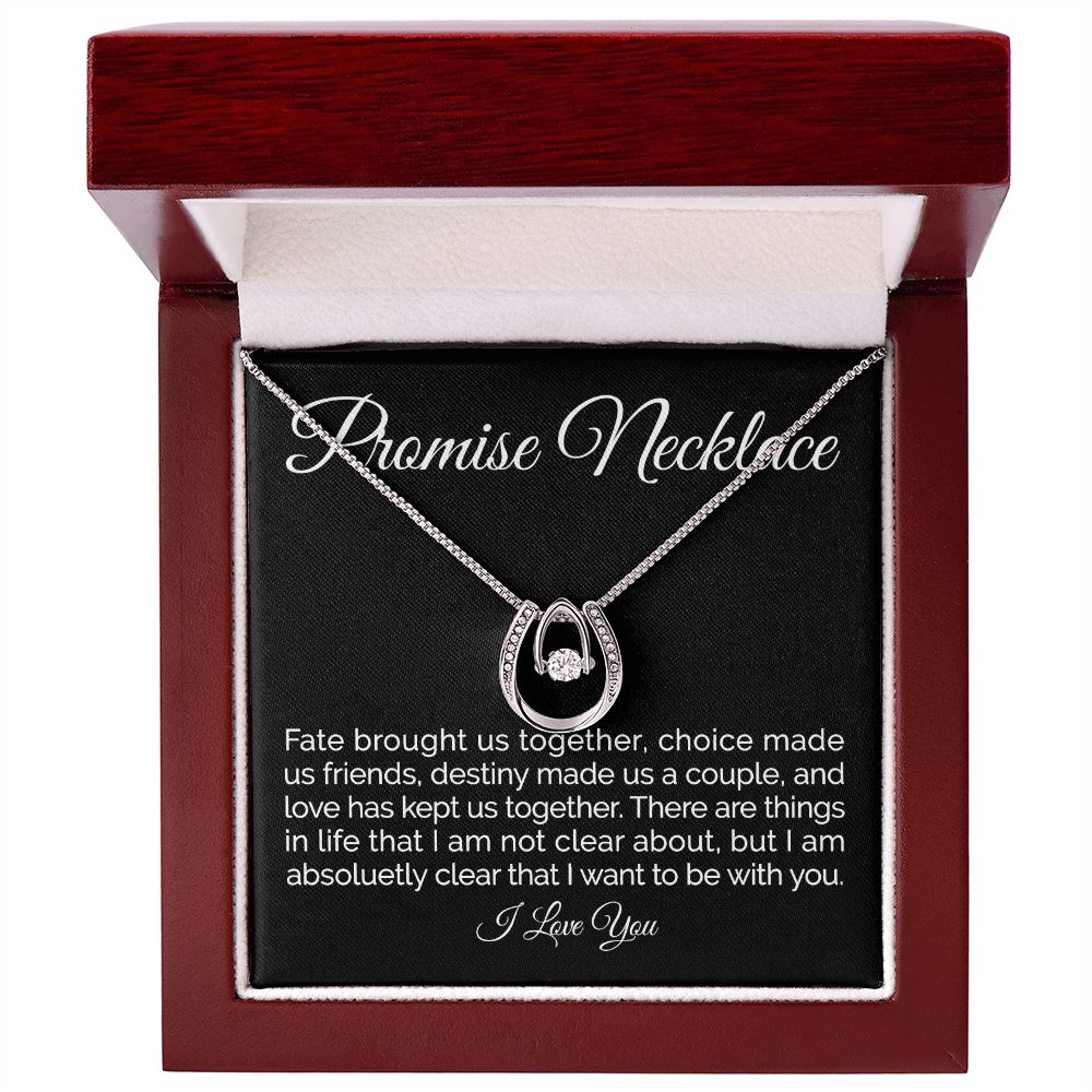 To my girlfriend promise necklace wishbone dancing cz necklace - Meaningful Cards