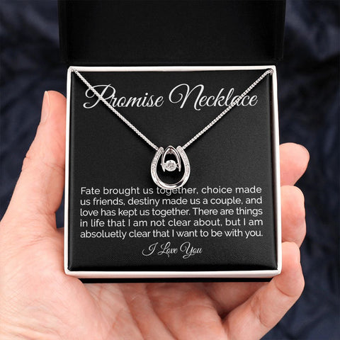 To my girlfriend promise necklace wishbone dancing cz necklace - Meaningful Cards