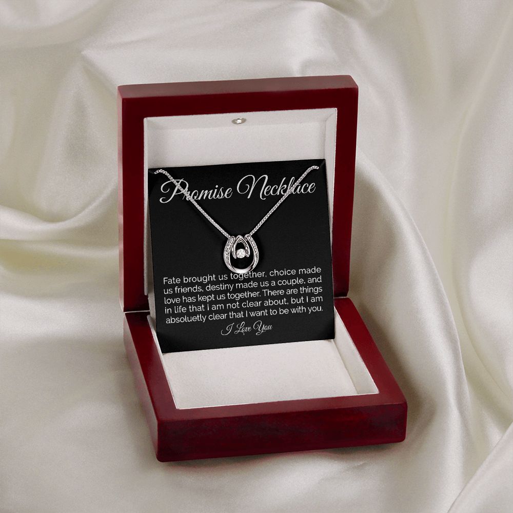 To my girlfriend promise necklace wishbone dancing cz necklace - Meaningful Cards