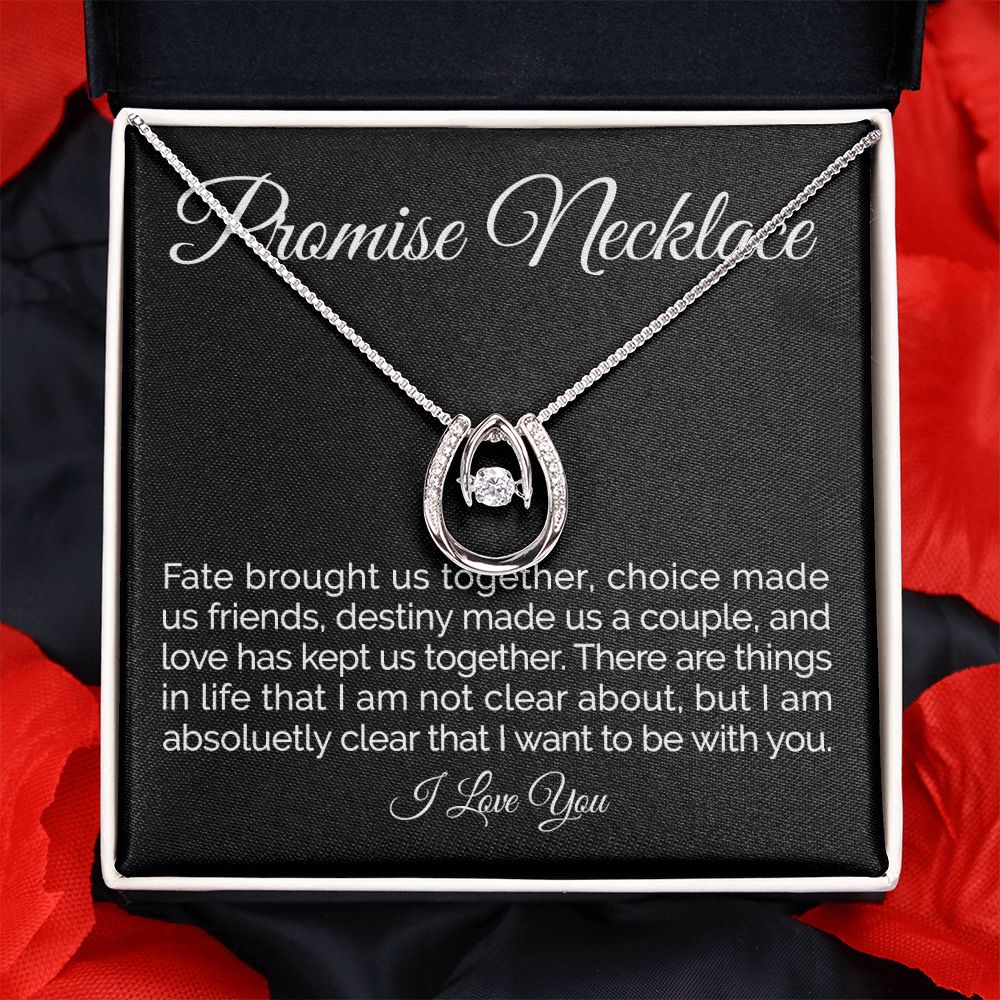 To my girlfriend promise necklace wishbone dancing cz necklace - Meaningful Cards