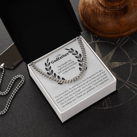To My Godfather Cuban Chain Necklace for Men, Thoughtful Birthday Gifts for Men, Best Jewelry for Men, Sentimental Gift for Godfather - Meaningful Cards