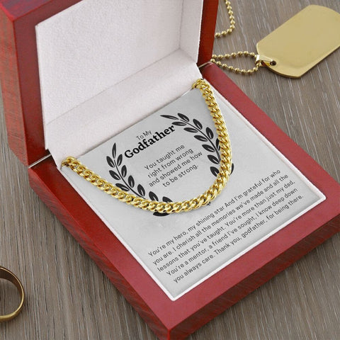 To My Godfather Cuban Chain Necklace for Men, Thoughtful Birthday Gifts for Men, Best Jewelry for Men, Sentimental Gift for Godfather - Meaningful Cards
