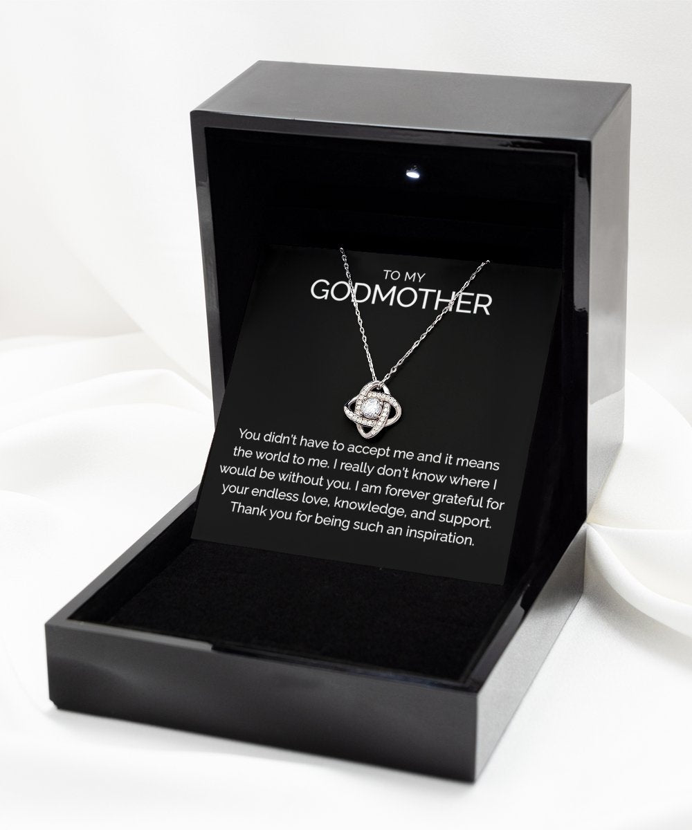 To my godmother sterling silver love knot necklace - Meaningful Cards