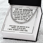 To My Godson Sentimental Personalized Cuban Link Necklace Gift - Meaningful Cards
