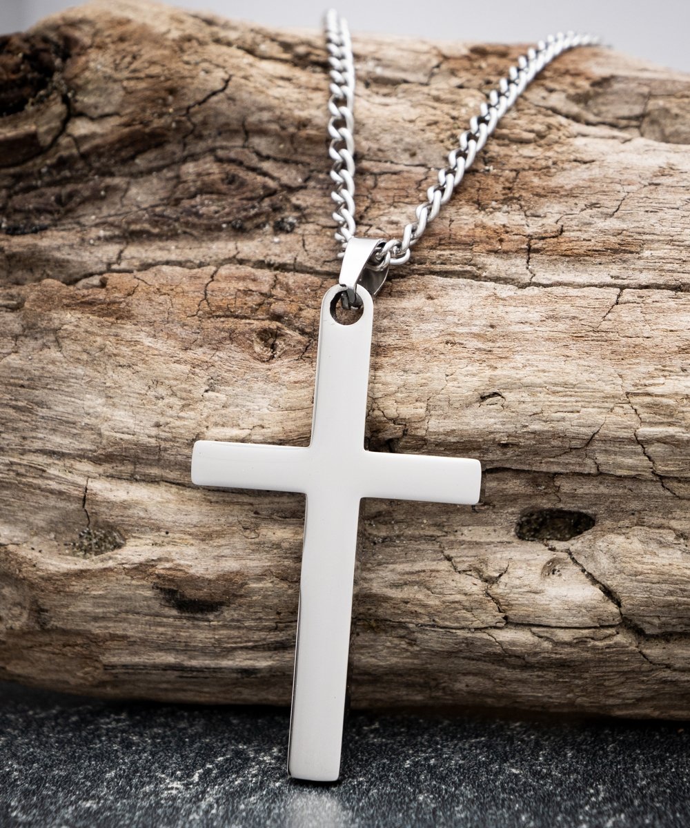 To my godson silver cross necklace unique gift for godson, thoughtful gift for godson - Meaningful Cards