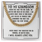To My Grandson Sentimental Personalized Cuban Link Necklace Gift - Meaningful Cards