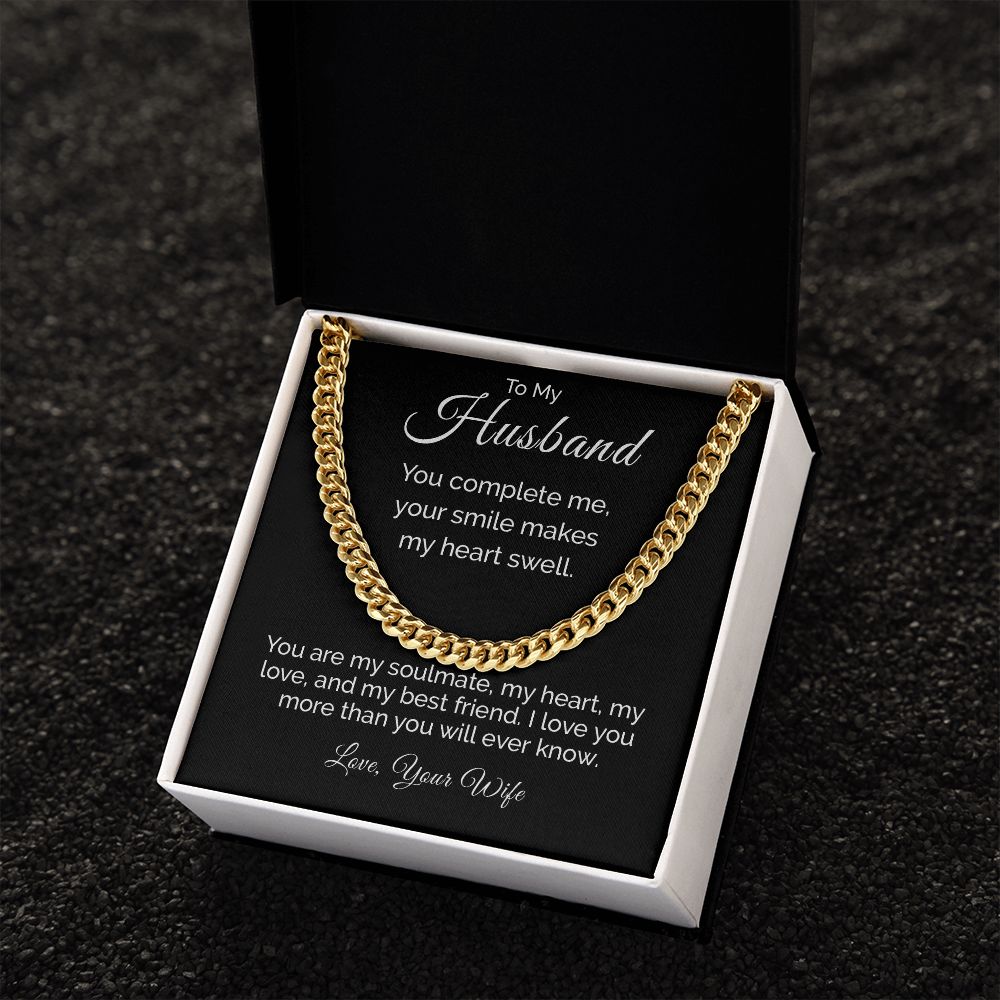 To My Husband Sentimental Personalized Cuban Link Necklace Gift - Meaningful Cards