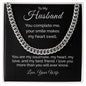 To My Husband Sentimental Personalized Cuban Link Necklace Gift - Meaningful Cards