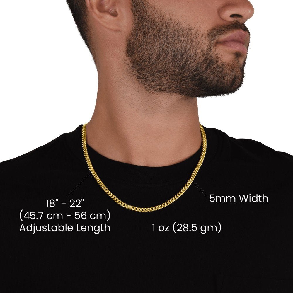 To My Man Cuban Chain Necklace for Him, Romantic Birthday Gifts for Men, Best Jewelry for Men, Sentimental Gift for Boyfriend Husband - Meaningful Cards