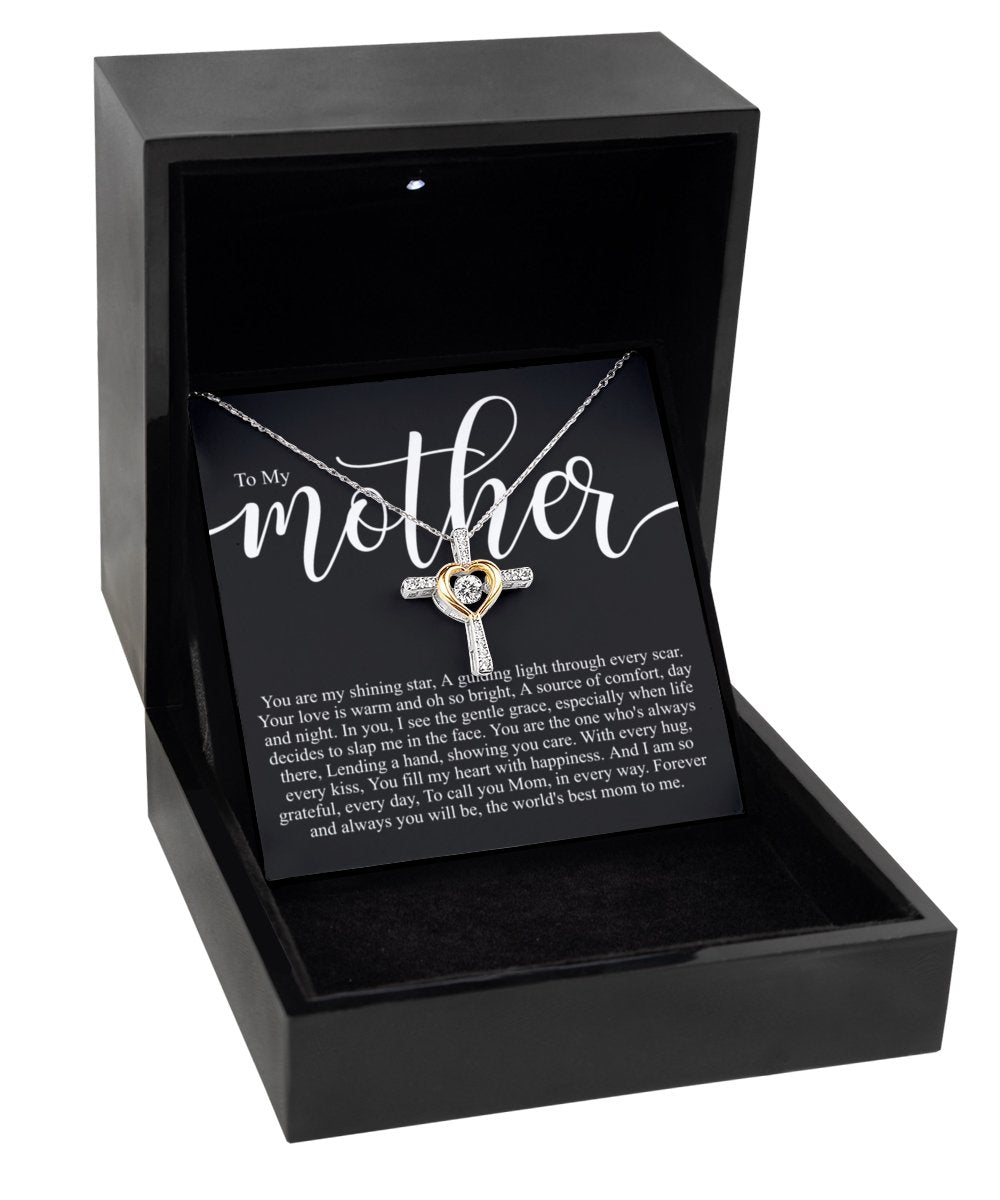 To my mother sterling silver crystal dancing cross necklace for moms birthday, mothers day gift - Meaningful Cards