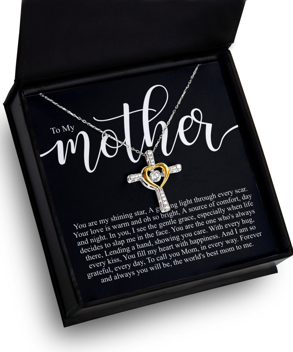 To my mother sterling silver crystal dancing cross necklace for moms birthday, mothers day gift - Meaningful Cards