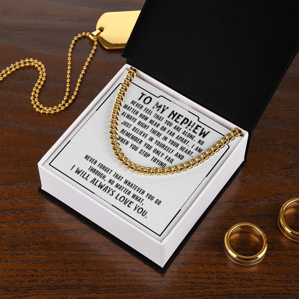 To My Nephew Sentimental Personalized Cuban Link Necklace Gift - Meaningful Cards