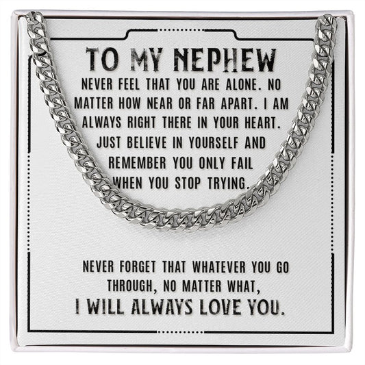 To My Nephew Sentimental Personalized Cuban Link Necklace Gift - Meaningful Cards