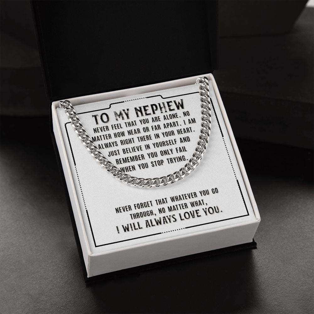 To My Nephew Sentimental Personalized Cuban Link Necklace Gift - Meaningful Cards