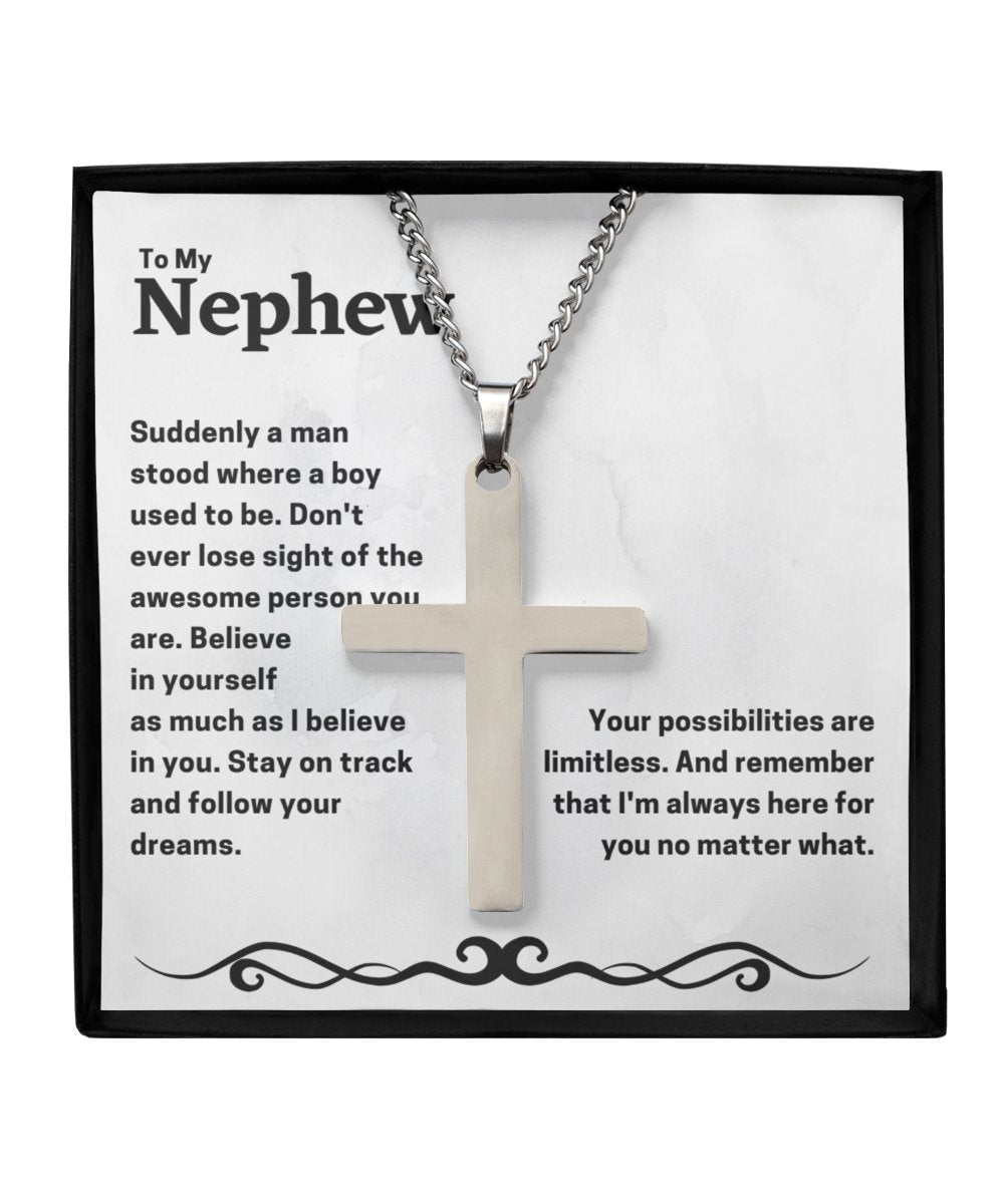 To my nephew silver cross necklace unique gift for nephew, thoughtful gift for nephew - Meaningful Cards