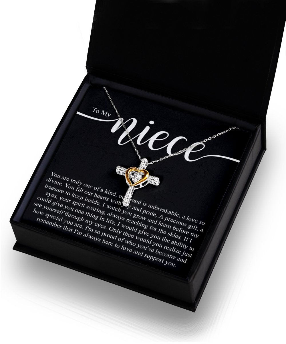 To my niece sterling silver crystal dancing cross necklace for nieces birthday - Meaningful Cards