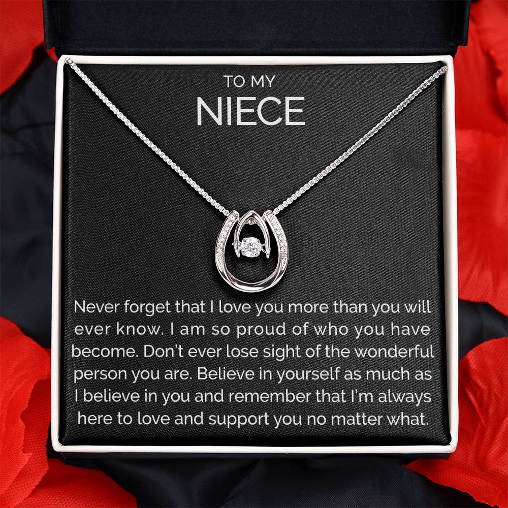 To my niece wishbone dancing cz necklace - Meaningful Cards
