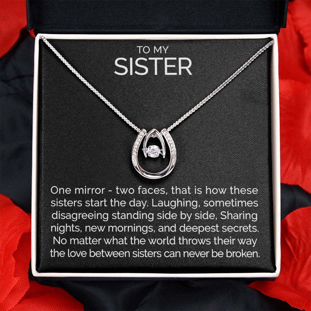 To my sister wishbone dancing cz necklace - Meaningful Cards