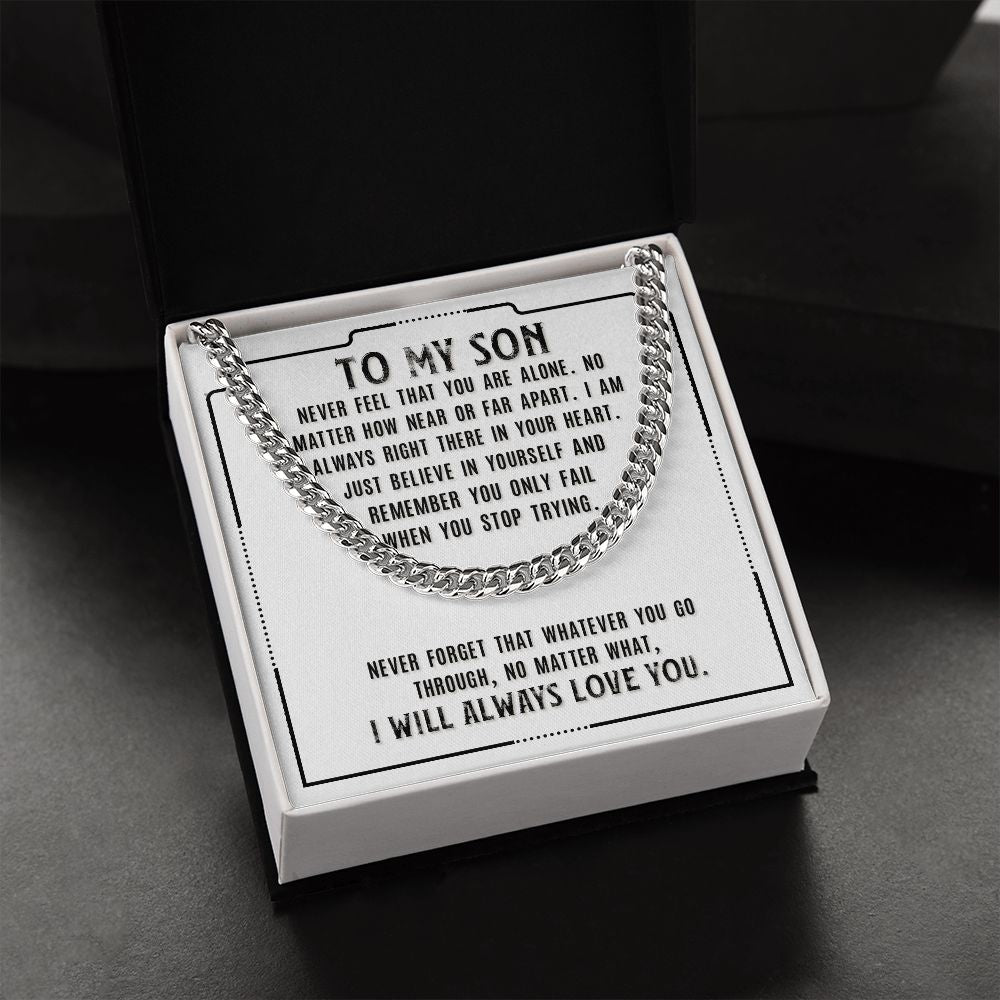 To My Son Sentimental Personalized Cuban Link Necklace Gift - Meaningful Cards