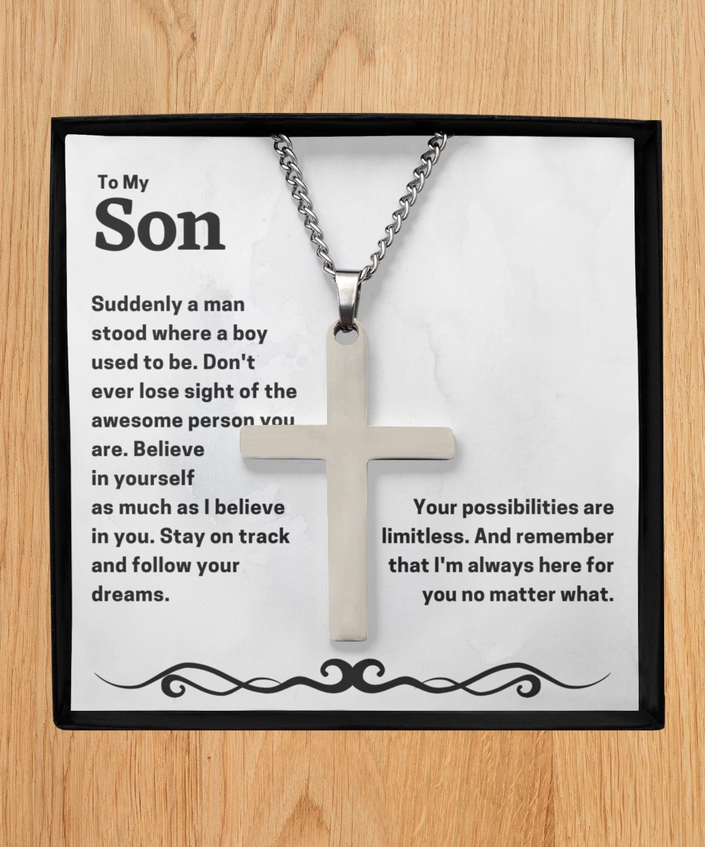 To my son silver cross necklace unique gift for son, thoughtful gift for son - Meaningful Cards