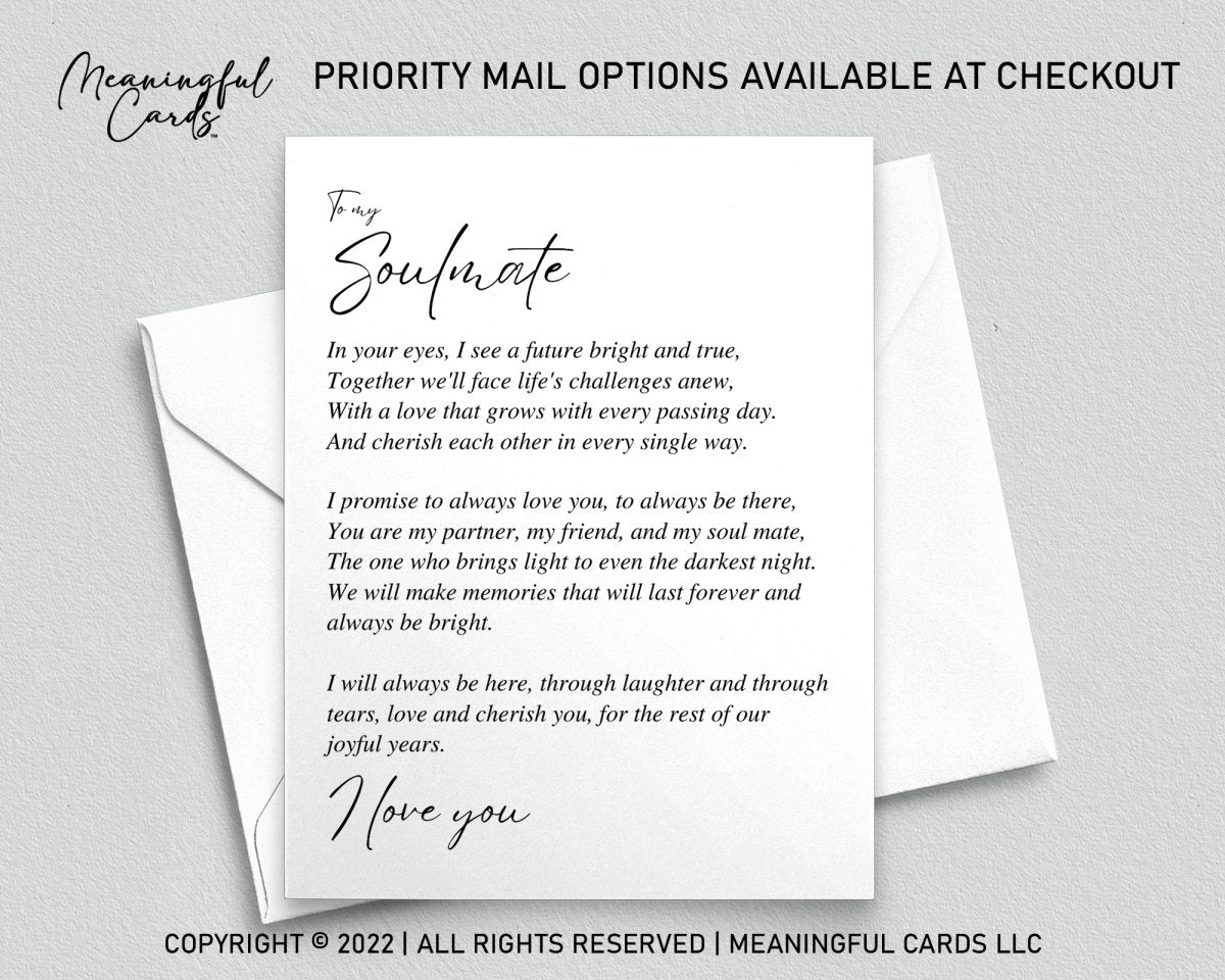 To my soulmate romantic poem greeting card - Meaningful Cards