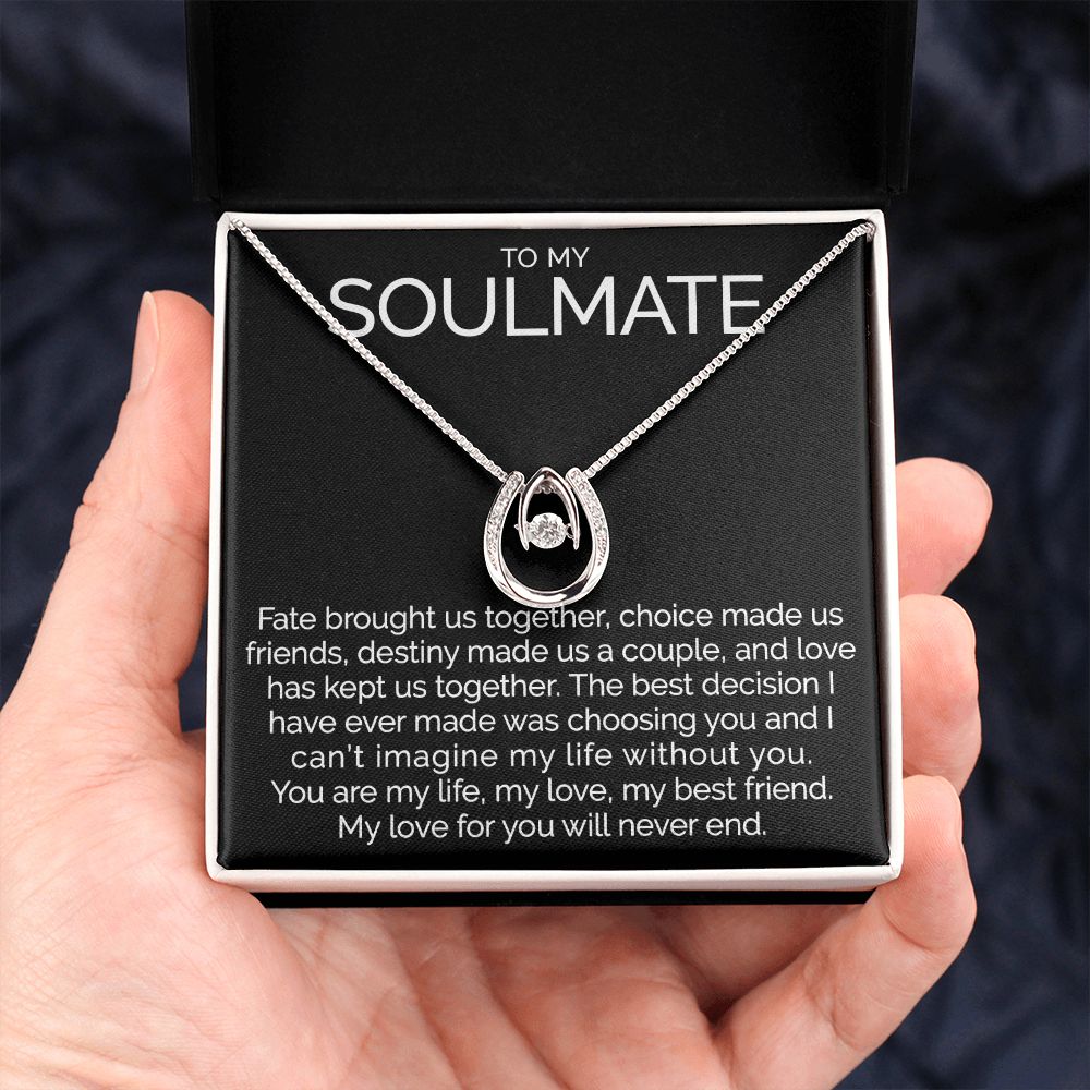 To my soulmate wishbone dancing cz necklace - Meaningful Cards