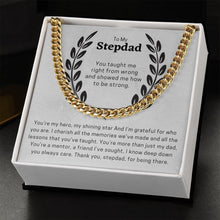 To My Stepdad Cuban Chain Necklace for Men, Thoughtful Birthday Gifts for Men, Best Jewelry for Men, Sentimental Gift for Stepdad - Meaningful Cards