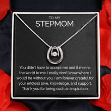 To my stepmom wishbone dancing cz necklace - Meaningful Cards