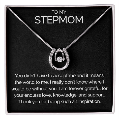 To my stepmom wishbone dancing cz necklace - Meaningful Cards