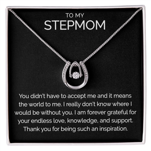 To my stepmom wishbone dancing cz necklace - Meaningful Cards