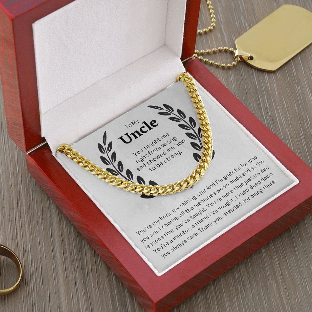 To My Uncle Cuban Chain Necklace for Him, Thoughtful Birthday Gifts for Men, Best Jewelry for Men, Sentimental Gift for Uncle - Meaningful Cards