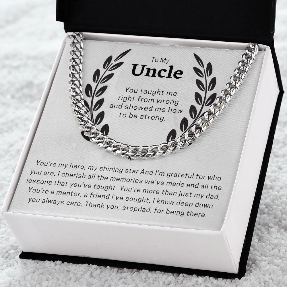 To My Uncle Cuban Chain Necklace for Him, Thoughtful Birthday Gifts for Men, Best Jewelry for Men, Sentimental Gift for Uncle - Meaningful Cards