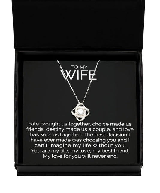 To my wife sterling silver love knot necklace - Meaningful Cards