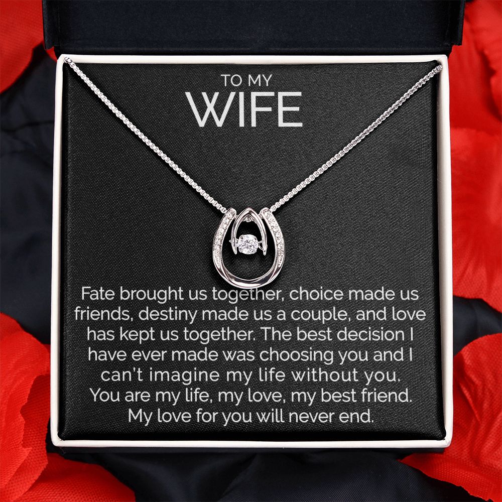 To my wife wishbone dancing cz necklace - Meaningful Cards