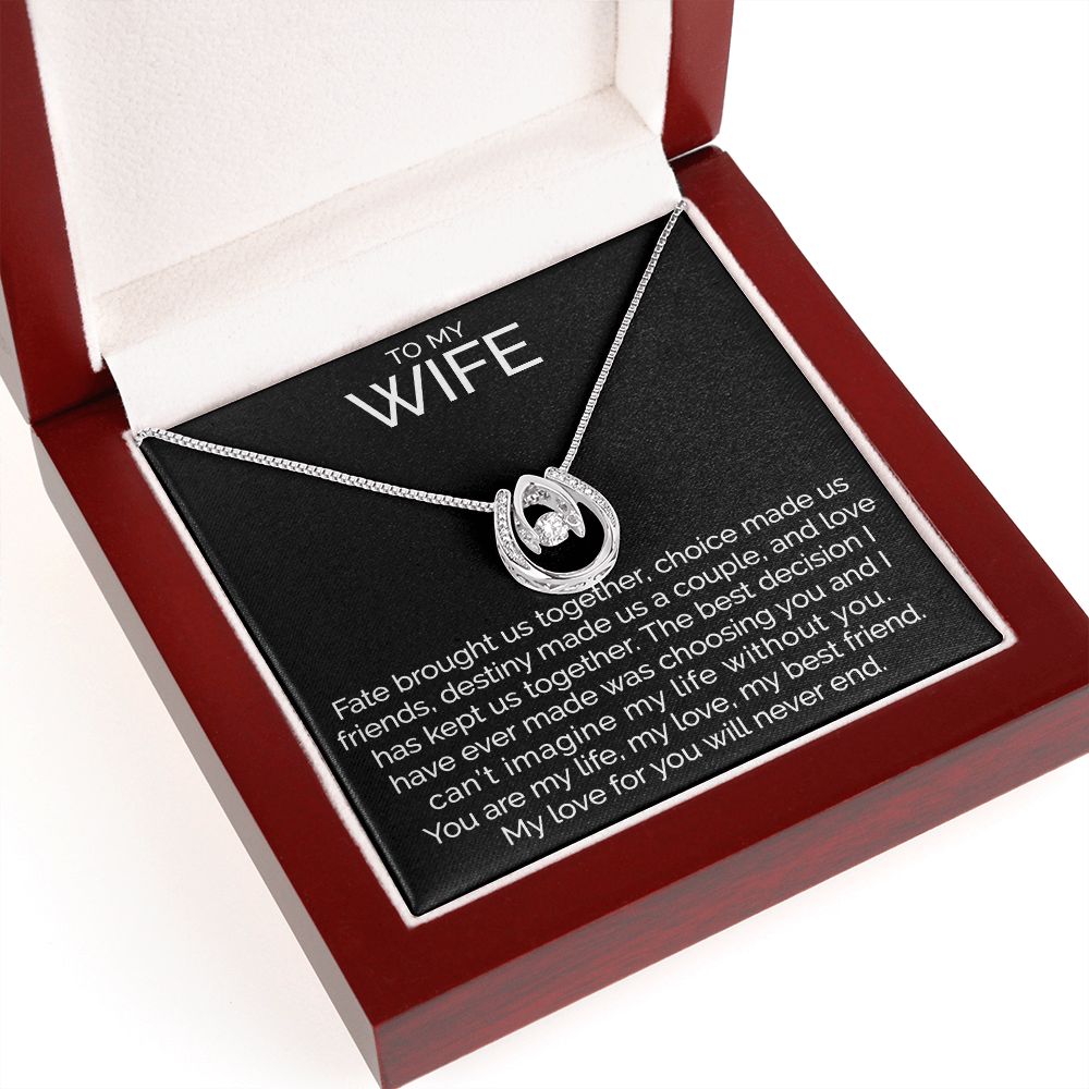 To my wife wishbone dancing cz necklace - Meaningful Cards
