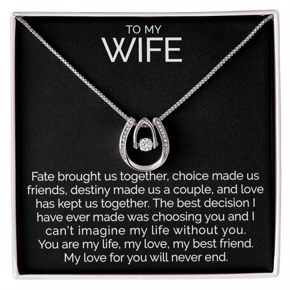 To my wife wishbone dancing cz necklace - Meaningful Cards