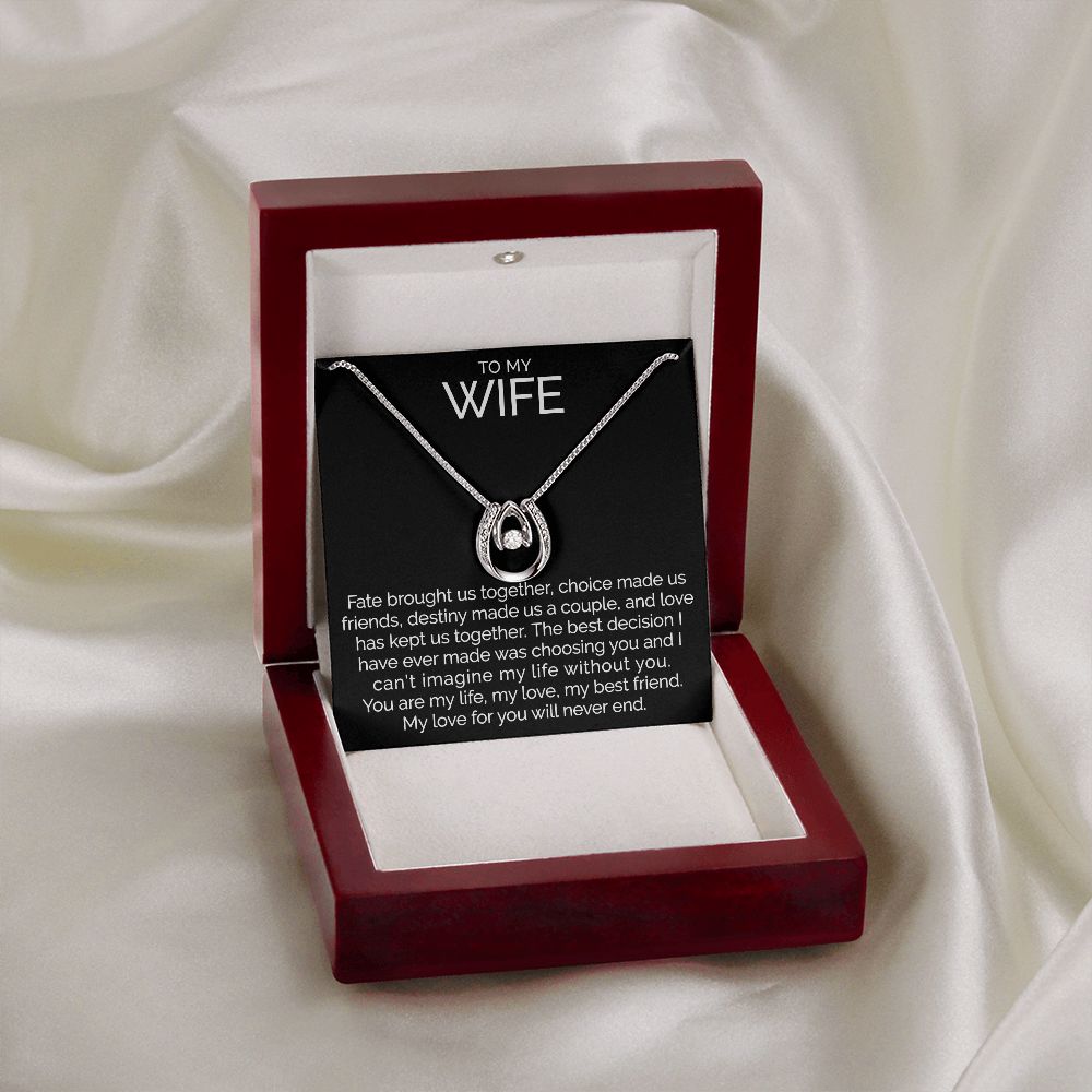 To my wife wishbone dancing cz necklace - Meaningful Cards