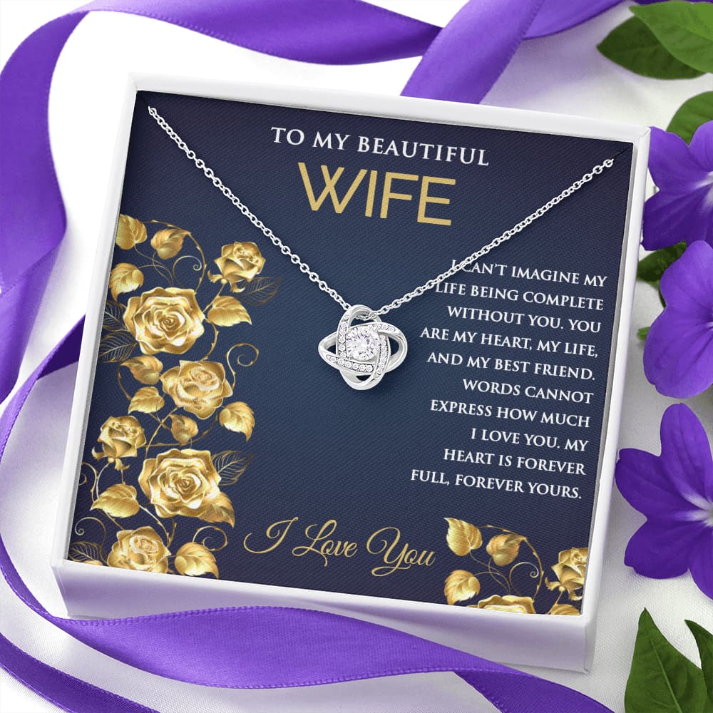 Love Knot Necklace with Message for Wife - Meaningful Cards