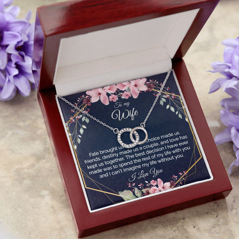 Wife Jewelry Gift For Her, Dainty Circles Necklace Interlocking Hoops Minimalist BOHO Jewelry - Meaningful Cards