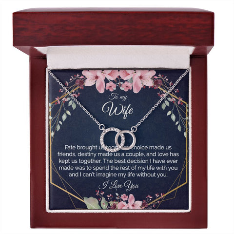 Wife Jewelry Gift For Her, Dainty Circles Necklace Interlocking Hoops Minimalist BOHO Jewelry - Meaningful Cards