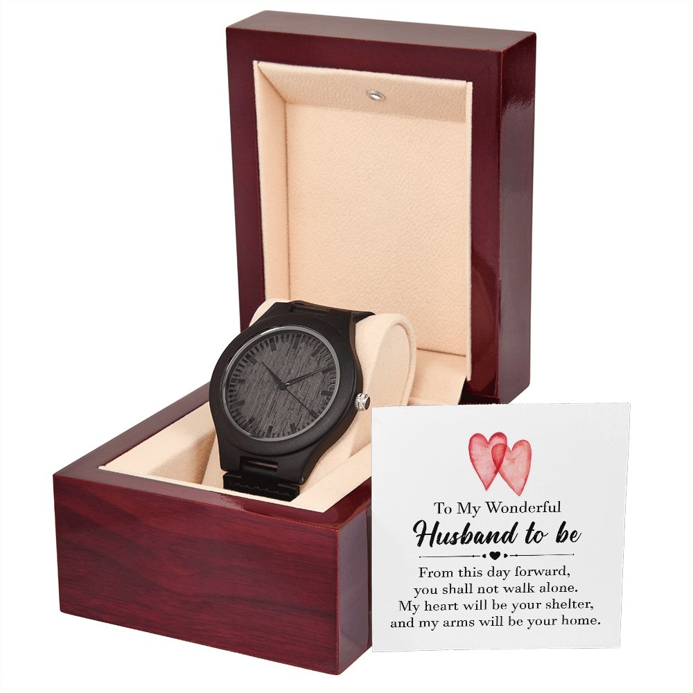 Wooden Watch Wedding Day Gift for Fiancé - Future Husband Gift - Meaningful Cards