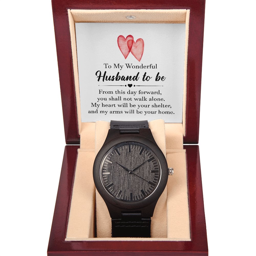 Wooden Watch Wedding Day Gift for Fiancé - Future Husband Gift - Meaningful Cards