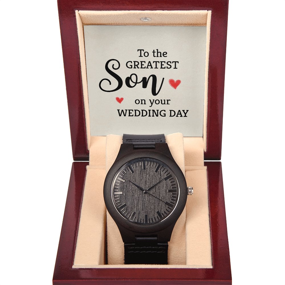 Wooden Watch Wedding Day Gift for Son - Son's Wedding Day Gift - Meaningful Cards