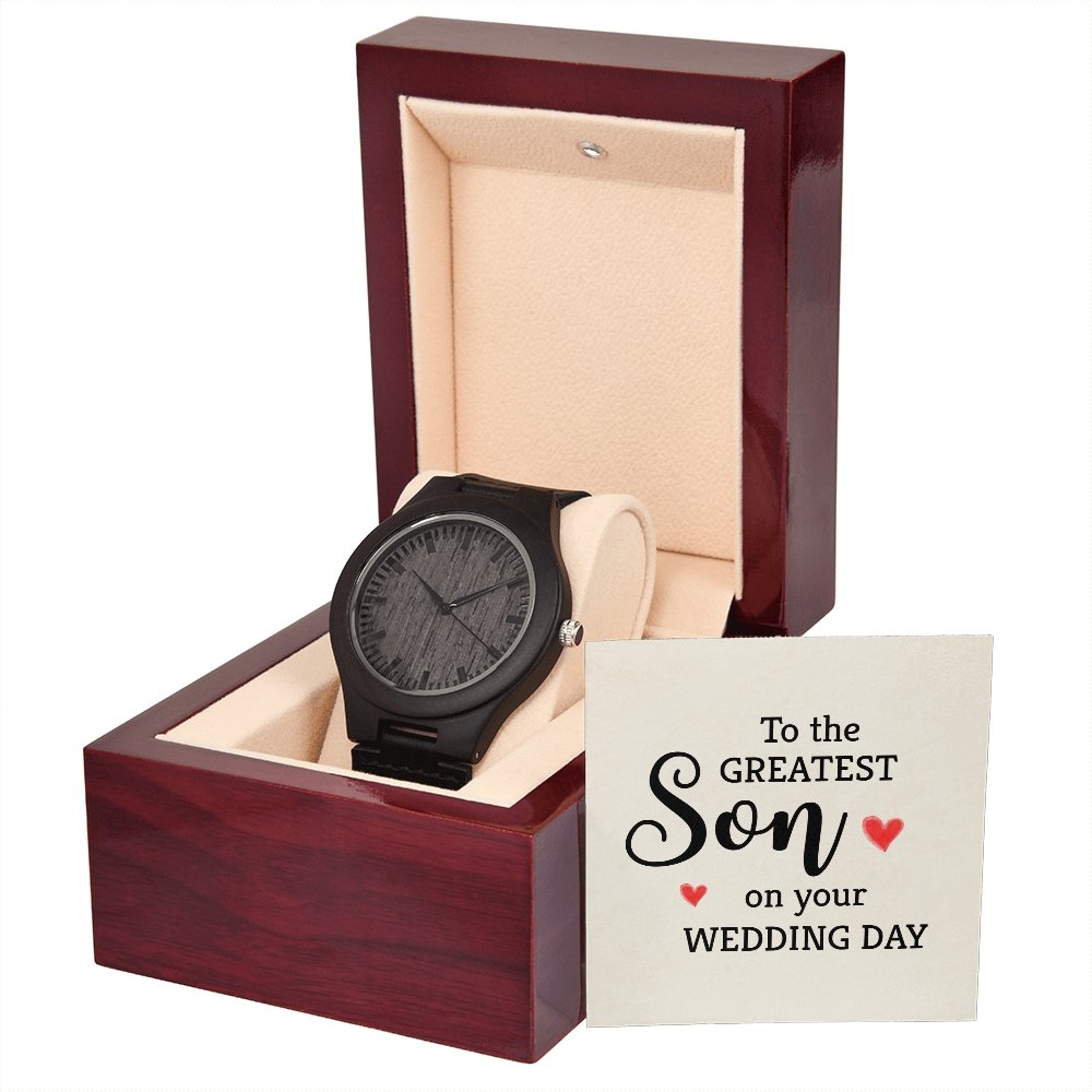 Wooden Watch Wedding Day Gift for Son - Son's Wedding Day Gift - Meaningful Cards
